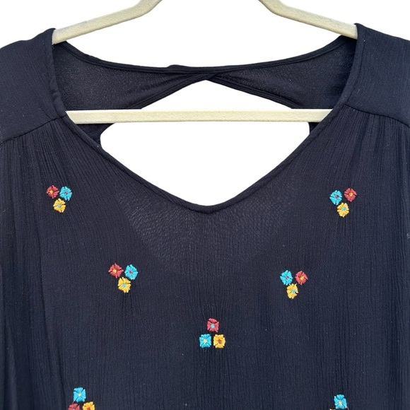 Free People Oxford Dress SMALL Embroidered Cottagecore Boho WhimsyGoth Lagenlook - Picture 3 of 16